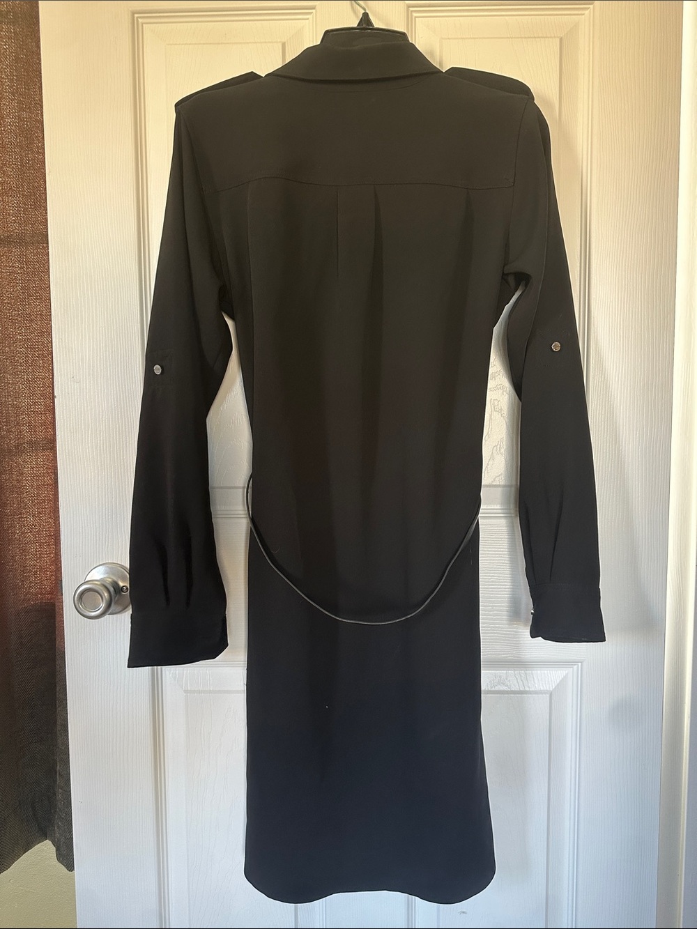 Michael Kors Black Long Sleeve Shirt Dress with Belt - Picture 3 of 3